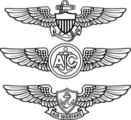 Navy Aviator Insignia Vector File Navy Aircrew Badge, Download, Digital Download © MD