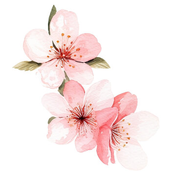 Beautiful water color of Sakura cherry blossom clip arts