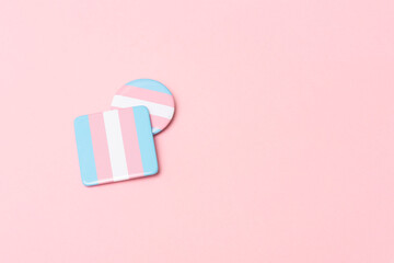 Badges trasgender and and transsexual society on a pink background. Horizontal tolerance poster,...