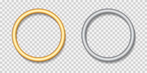 Gold Silver Metallic Circle Round Frame template Vector Illustration