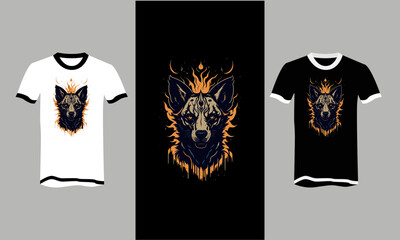T-shirt or poster design with illustration of hyena head