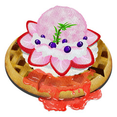 Strawberry and Blueberry Ice Cream Waffles