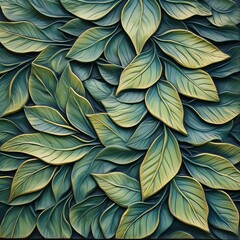 Abstract green leaf tile pattern. Generative ai
