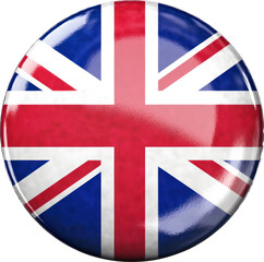 Round pin with English or UK flag Isolated. Generative AI.