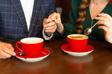 Coffee break of a loving couple.