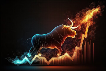 ai generated image  Stock market bull market trading graph. FInancial concept market place stock exchange