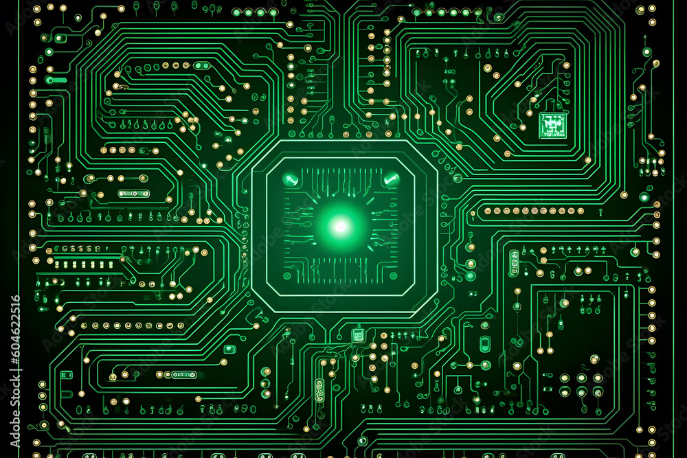 Poster high tech electronic circuit board background. neural network ai generated art generative ai