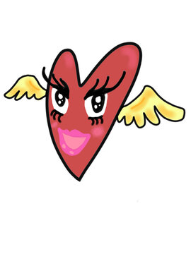 Icon art red heart have wings cartoon love symbol for sent sticker gift romance valentine