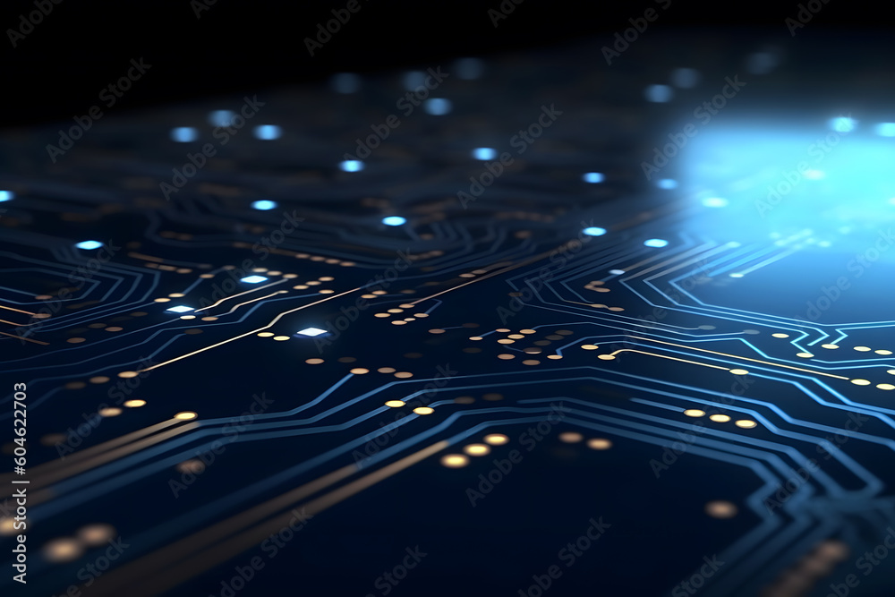Poster high tech electronic circuit board background. neural network ai generated art generative ai