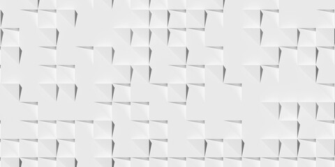 Random scattered rotated white squares background wallpaper banner pattern frame filling top view flat lay from above