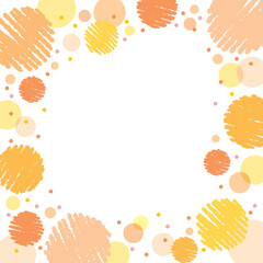 クレヨンサークルと水玉模様の正方形 背景 バナー フレーム /黄色