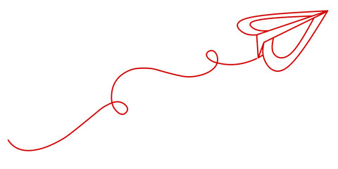 Paper airplane line art style vector illustration