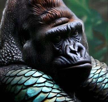 A beautiful Gorilla with scales ideal for home paintings