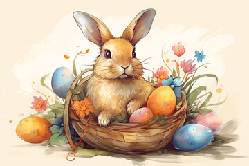 Easter rabbit Easter Bunny Vector illustration Generative Ai