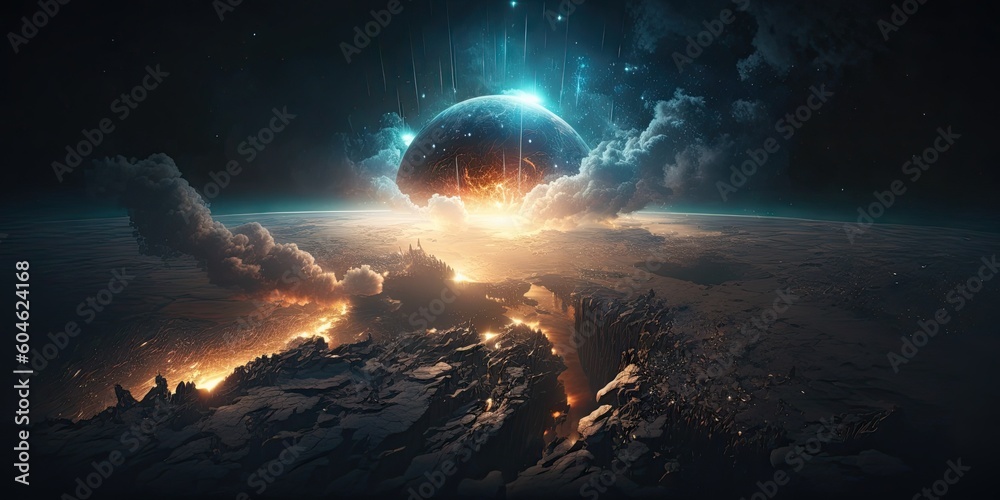 Poster tilt shifted aerial view of earths atmosphere in space. generative ai aig15.