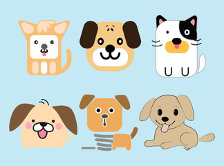 cute dog illustrations, flat design