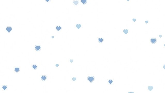 Cute pastel blue pixel 8bit heart shape on white background