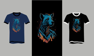 Colorful head hyena pop art vector illustration, t-shirt flat design