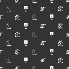 Set Garden hose, Ladybug, Rubber gloves and Forest on seamless pattern. Vector