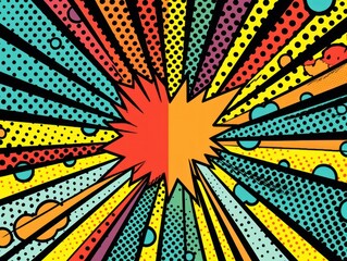 Comic book explosion background Pop art retro style created with Generative AI technology.