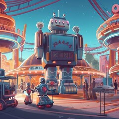a amusement park， the park theme is about - AI-generated