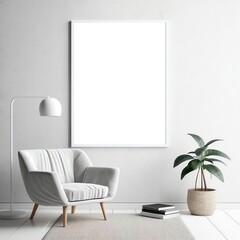 framed mirror, on the wall of white, in - AI-generated