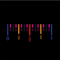 Fraction ruler icon vector logo design template