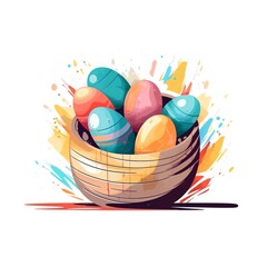 a basket full of easter eggs, stylized, abstract, - AI-generated