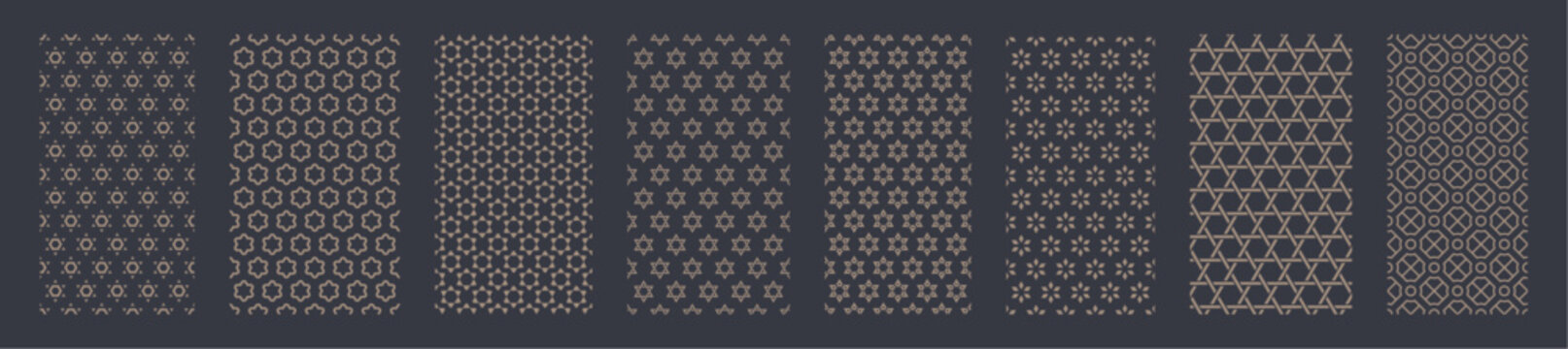 Arabic and Jewish seamless pattern with geometric six-pointed stars in different vintage style vector illustration