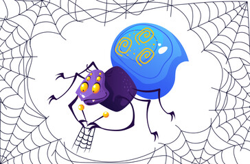 Spider character web animal isolated on white background. Vector graphic design element illustration