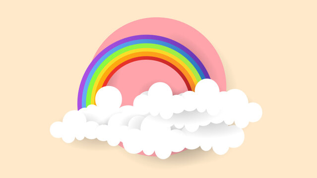 Weather rainbow, lightning, moon, cloud, snow, and stars , illustration of the weather concept isolated on transparent background ,  Flat Modern design, illustration Vector EPS 10