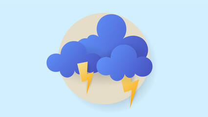 Weather cloud and thunder, illustration of the weather concept isolated on transparent background ,  Flat Modern design, illustration Vector EPS 10