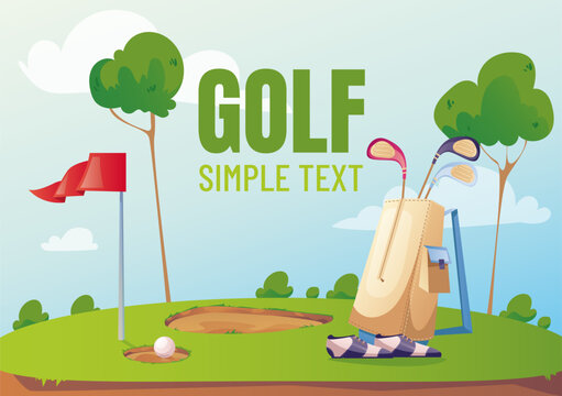 Golf banner field background logo tournament concept. Vector graphic design illustration