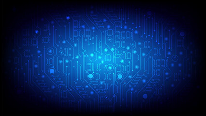 Obraz premium Abstract lines and dots connect the design on a blue color background vector. digital data and big data concept.
