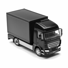 Black cargo truck, 3d render, on white background, AI generated