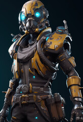 Fototapeta premium A close up of a person wearing a helmet. Generative AI.