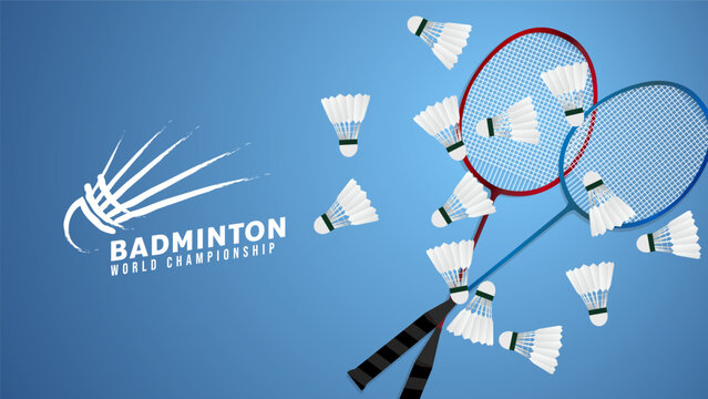 Badminton sports wallpaper with copy space, illustration Vector EPS 10