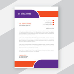Modern medical doctor healthcare service letterhead design template
