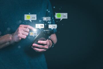 Customer services best excellent business rating experience. Satisfaction survey concept. user gives ratings to service experience on the online application, online marketing, and business processes.