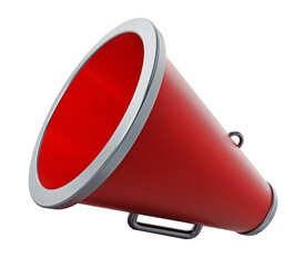 Orange megaphone with RSS text on transparent background. 3D illustration