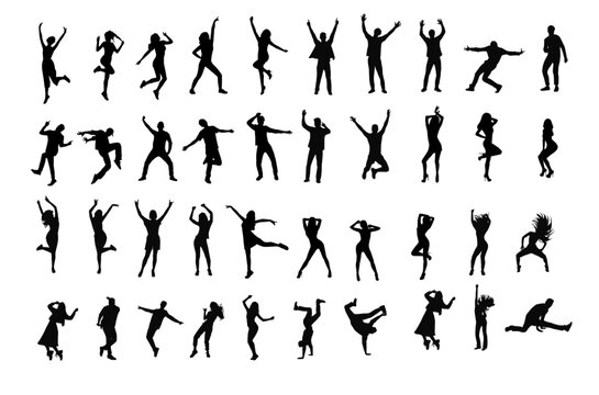 silhouettes of dancing people