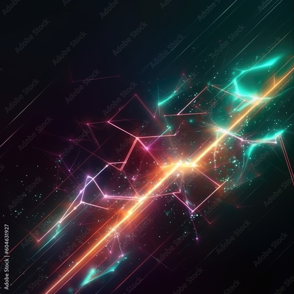 Poster abstract background of cyber waves and lightning. ai generative.