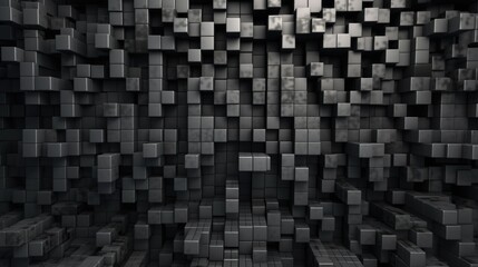 Gray-black background of planes or squares... Minecraft style. AI generative.