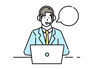 Woman in headset at customer help and support service. Online assistant, consultant in head set.