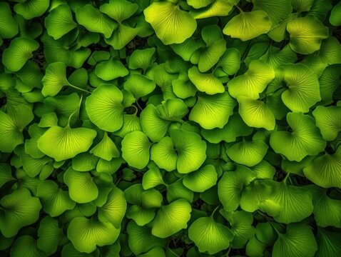 Ginkgo biloba leaves Dark background created with Generative AI technology