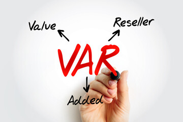 VAR - Value Added Reseller or Value at Risk acronym, business concept background - obrazy, fototapety, plakaty