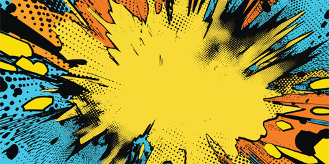 VIntage retro comics boom explosion crash bang cover book design with light and dots. Can be used for decoration or graphics. Graphic Art. Vector © Graphic Warrior