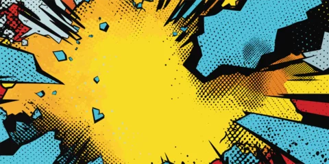 Foto auf Acrylglas VIntage retro comics boom explosion crash bang cover book design with light and dots. Can be used for decoration or graphics. Graphic Art. Vector © Graphic Warrior