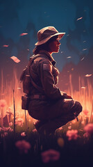 Memorial Day, Remembering fallen soldiers around the world, AI generated illustration.