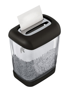 Paper shredder full of shredded paper on transparent background. 3D illustration
